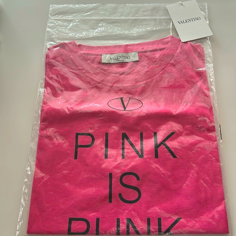 Valentino PINK IS PUNK nwt size small pink distressed tee in original bag